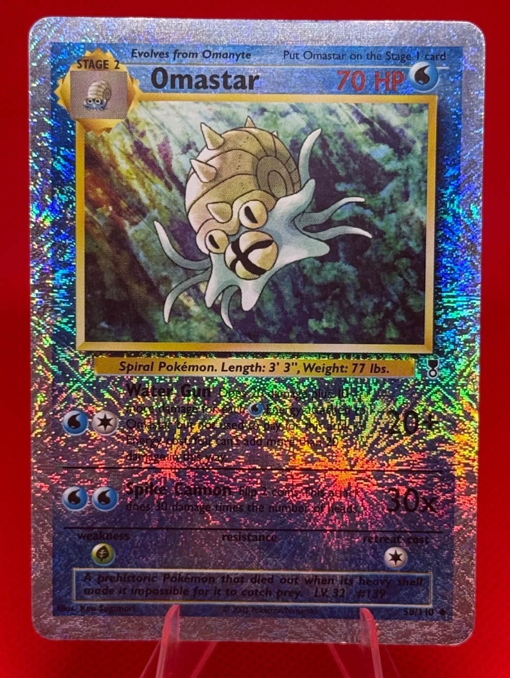Omastar 58/110 Reverse Holo Legendary Collection Pokemon Card